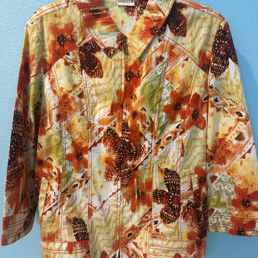 Chico's Vibrant Orange and Yellow Men's Shirt